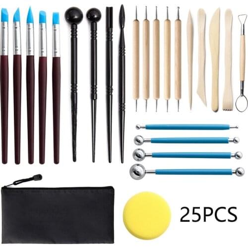 Pottery Tools 25-piece Set, DIY Handmade Clay Auxiliary Carving Knife, Clay Doll Art Making Tool Gift Set, Family Day Clay Tool