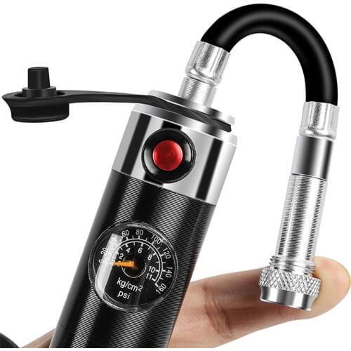 Bike Pump Aluminum Alloy High Pressure Lightweight Solid Bicycle Tire Pump With Gauge For Road Mountain BMX Bikes New Arrival