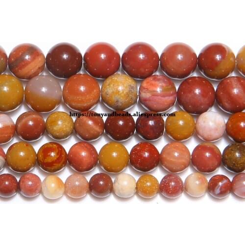 Natural Stone Red Silicified Wood Stone Loose Beads 6 8 10 12MM Pick Size for Jewelry Making