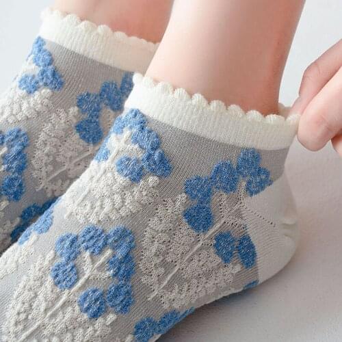 Fashion Cute Women Short Socks Kawaii Student Girl Harajuku Retro Floral Ruffle Socks Summer Sport Invisible Low Cut Ankle Socks