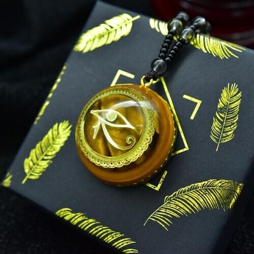 New Original Natural Crystal Energy Gem Tiger Eye Stone Eye Of Horus Symbol Orgon Pendant Couple Fashion Jewelry For Women