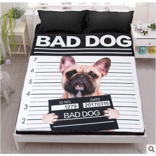 3D Ped Dog Bed Cover for Boys Room Fitted Sheet Mattress Protector Cover With Elastic Band Digital Print Kids Bed Sheet Only