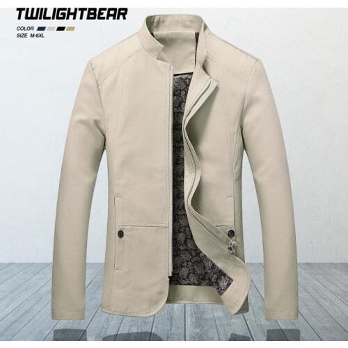 Casual Jacket Men Pure Cotton Outerwear Solid Oversized Spring Stand Collar Mens Clothing High Quality Leiture Coat 5XL