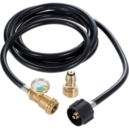 12 Feet Propane Hose with Gauge Tank Adapter Converts POL LP Tank to QCC1 for Gas Grill Stove and More Propane Appliances
