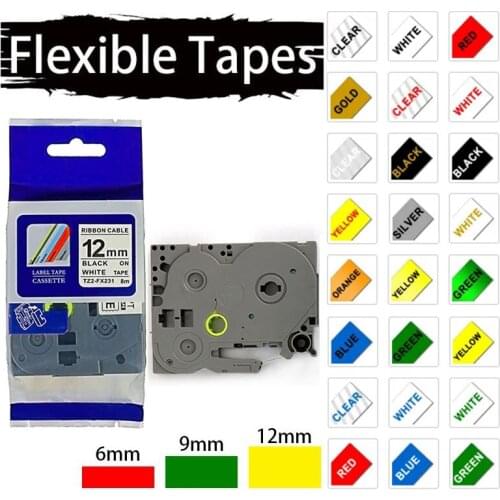 Multicolor TZe-FX231 Compatible for Flexible Tapes tz-FX231 TZ-FX221 TZ-FX211 TZ-FX631 TZ-FX431 Label Tape TZe-FX131 Label Maker