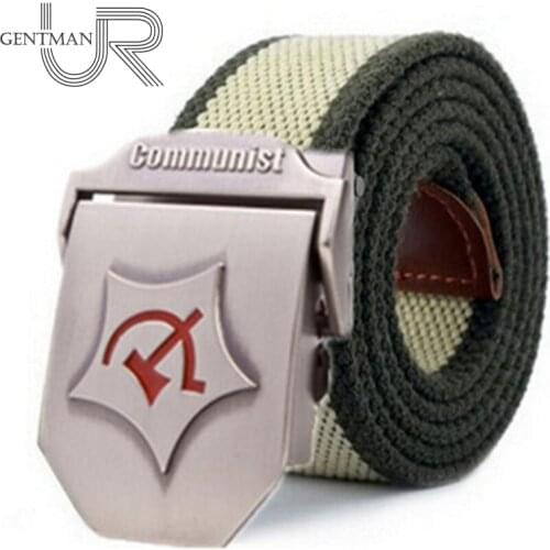 New Men Women Thicken Canvas Belt Communist Design Military Belts For Men High Quality Army Tactical Belt Mens Luxury Strap