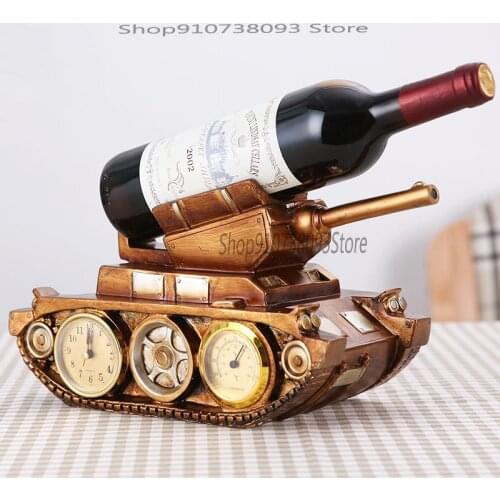 Retro European Style With Clock And Watch Ornaments, Red Wine Decoration Shelf, Living Room, Wine Cabinet, Decoration Gift, Wine