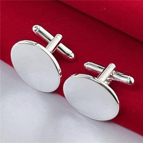 925 Silver Cufflinks Oval Brand Buttons Fashion Jewelry Gifts