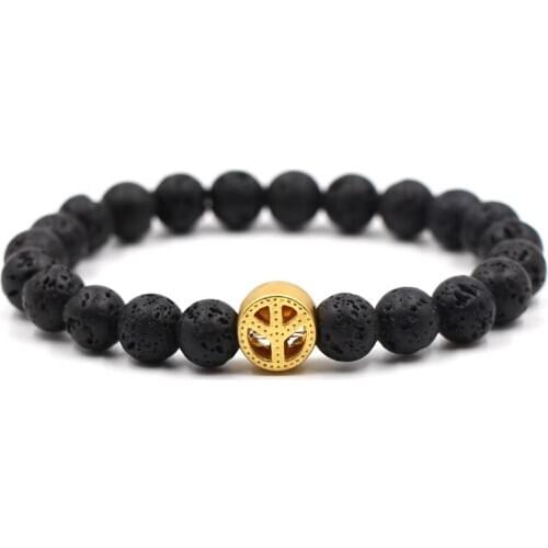 Charm 10 colors Stone Beads Bracelet Golden Peace sign Bracelets for Women and Men Charm Jewelry Elegant Pulseras Handmade Gifts