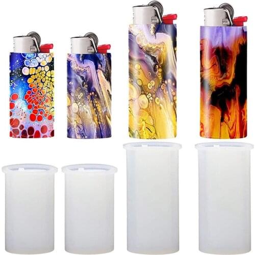 4Pcs Lighter Case Resin Molds, Lighter Protective Cover Holder Silicone Mold for Epoxy, Resin Jewelry Casting Mold