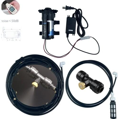 Quiet 70 PSI DC 24V Slient Water Pump 3/16'' Thread Brass Nozzle Injectors For Mist Cooling System Watering Kits