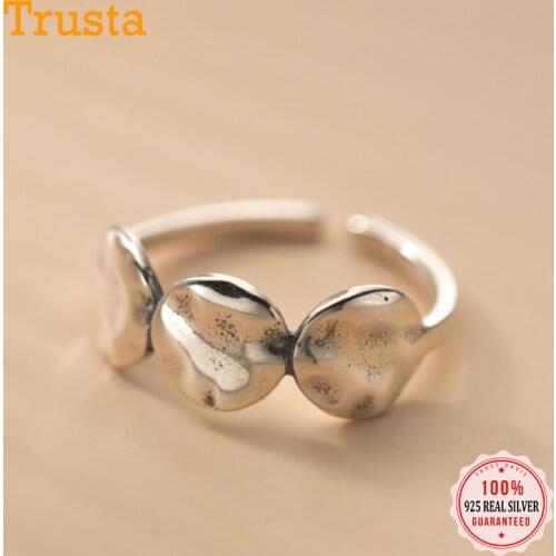 Trustdavis Real 925 Sterling Silver Fashion Sweet Irregular Ellipse Opening Ring For Women Wedding Party Fine Jewelry DB1032