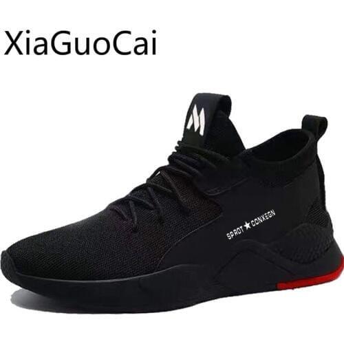 Spring and Autumn Mens Casual Shoes Trend Wild Men Casual Sneakers Soft Mesh Lace Up Flat Shoes