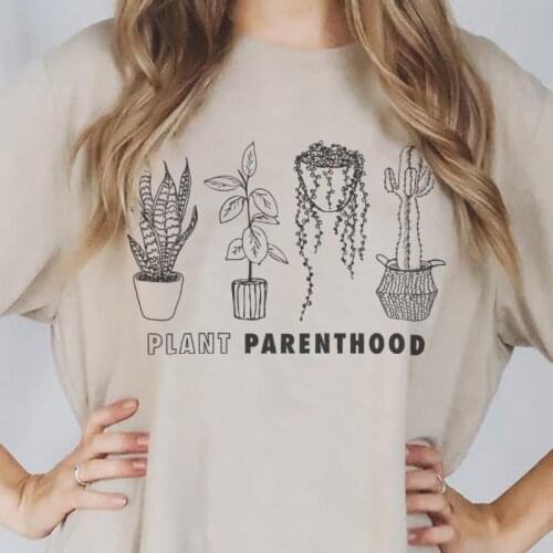 Plant Parenthood Funny T Shirt Ladies Tops Cactus Graphic T Shirts Aesthetic Botanical Casual Women T-shirts Cottagecore Clothes