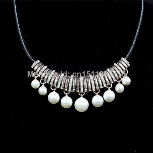 Free shipping Fashion 2014 new coming design perfectly round simulated-pearl statement collar necklace for women