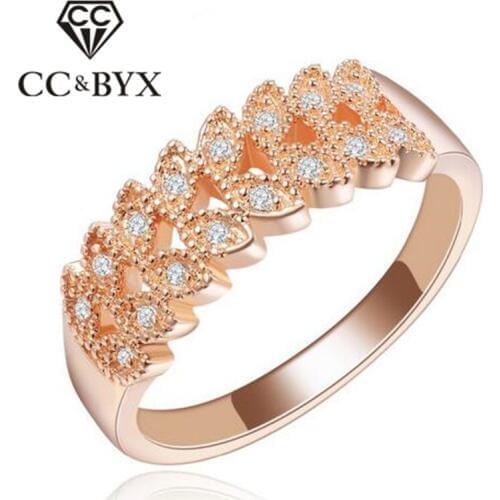Rose Gold Color Wedding Engagement Rings for Women with Shine Cubic Zirconia Fashion Jewelry Accessories Gifts CC134