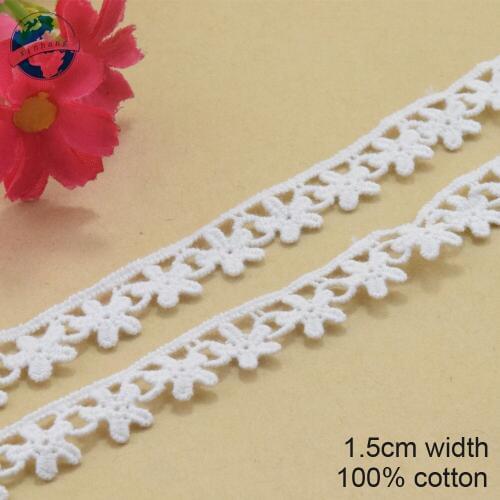 1.5cm white lace 100% cotton embroidery lace french lace ribbon fabric guipure diy trims warp knitting sewing Accessories#3216