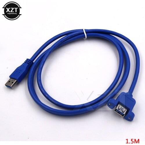 1PCS USB 3.0 Extension Cable with Panel Mount hole lock connector adapter 0.3M 1M 1.5M Transmission Male to Female