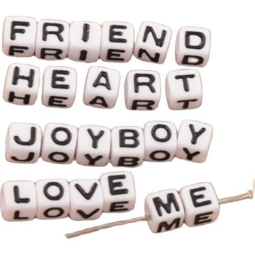 160pcs 7mm White Cube 26 Alphabet Letter Acrylic Spacer Beads Spacers Jewelry DIY L3028