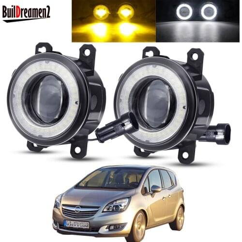 2 X Angel Eye Fog Light Assembly Car LED Lens Fog Driving Lamp DRL 3000LM 30W 12V For Opel Meriva A 2006 2007 2008 2009 2010