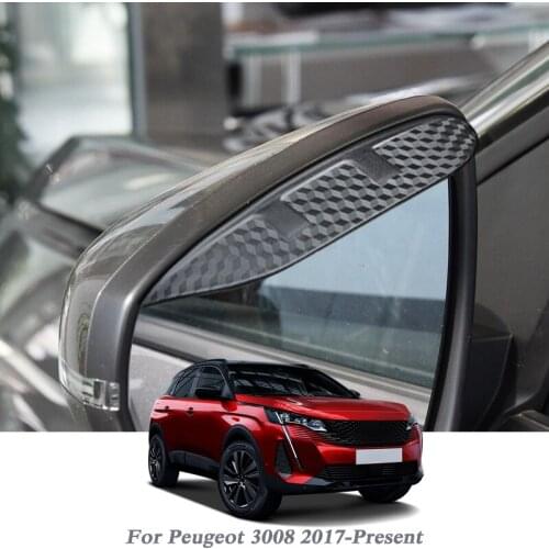 2pcs Car Rearview Mirror Rain Eyebrow Shield Snow Guard Sun Side Visor Shade Protector For Peugeot 3008 2017-PresentAuto Sticker