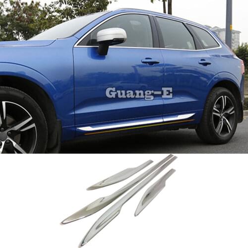 For Volvo XC60 2018 2019 2020 Car Styling Cover Detector ABS Chrome Side Door Body Trim Stick Strip Molding Frame 4pcs