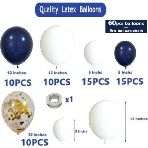 61PCS Hot Night Blue Ink Latex Balloon Starry Night Blue Bloons Supplies Birthday Party Baby Shower Decorations for Girl