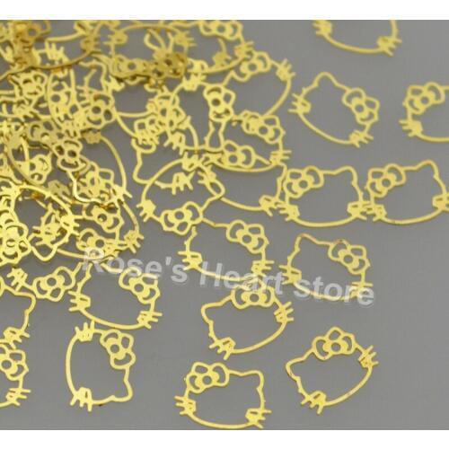 2018 1000PCS gold metal nail foil decals 3d nails decorations Accessories Nail Styling Tools nail sequin cute cat design #15