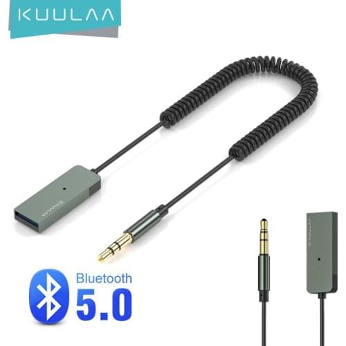 KUULAA Aux Bluetooth Adapter Dongle Cable For Car 3.5mm Jack Aux Bluetooth 5.0 Receiver Speaker Audio Music Wireless Transmitter