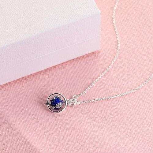 Genuine 925 Sterling Silver Interstellar Blue Earth Necklaces for Women Chain Necklace Jewelery Gift Pendentif 50CM
