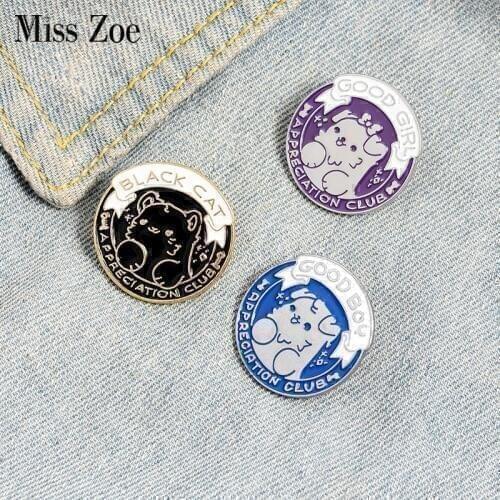 GOOD BOY GIRL Enamel Pin Custom Dogs Puppy Cats Brooches Badges Bag Shirt Lapel Pin Buckle Pet Animal Jewelry Gift for Friends