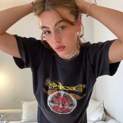 Devil Satan T Shirt Women Men Music Festival Wear tshirts Hip Hop Dance Tee Cotton harajuku Black summer Tops