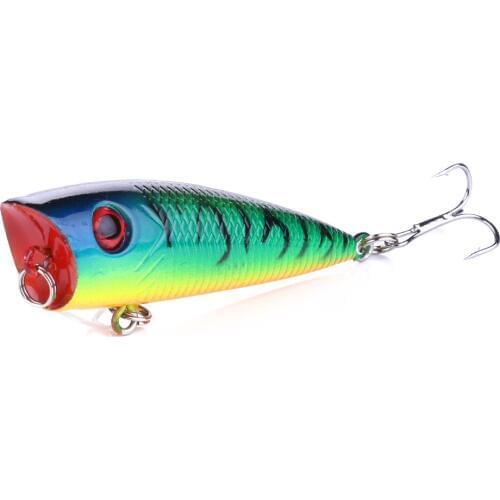 Hot Sale 1pcs Hard Poper Fishing Lures 6cm/6.3g Topwater Fishing Bait 6# Treble Hooks Fishing Tackle