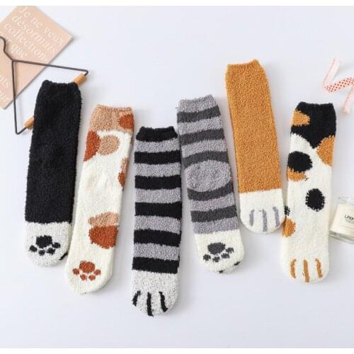 Cotton Socks Winter Funny Print Cat Paw Warm Socks Kawaii Cute Casual Happy Fashion Designer Socks For Men Women