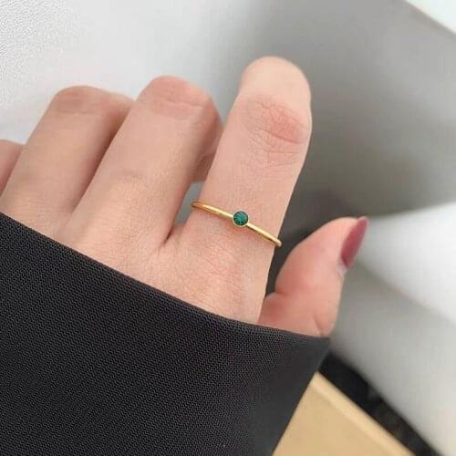 Birthstone Ring Minimalist Gemstone Ring Stacking Ring - Mom Gifts, May Emerald Crystal Rings for Her