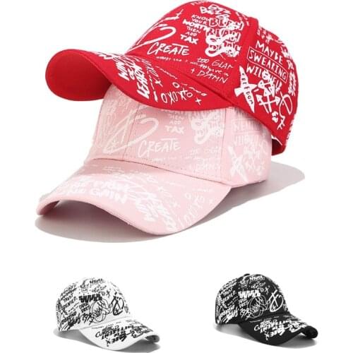 Korean Graffiti Baseball Cap Unisex Casual All-match Hat Women Summer Outdoor Travel Sunhat Men Sports Adjusatble Cotton Caps