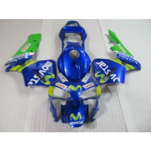 Injection molding ABS motorcycle fairing kit for Honda CBR600RR 03 04 blue green Movistar fairings set CBR600 RR 2003 2004 CF34