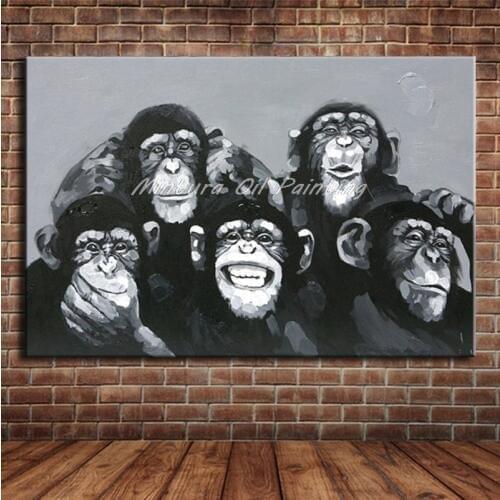 Mintura Art Hand-Painted Home Decoration Painting Famous Oil Painting Modern Artists Painting Gorilla Pintures No Frame