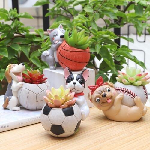 Cartoon Animal Fleshy Flower Pot Cute Dog Plant Container Desktop Micro-Landscape Decoration