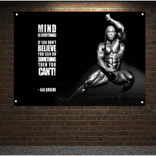 Man Muscular Body Flags Workout Inspirational Banners Canvas Painting Run Yoga Dumbbells Fitness Poster Wall Hanging Home Decor