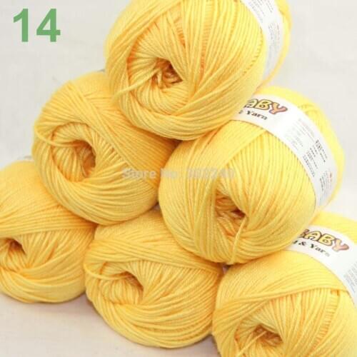 LOT of 6 Skeins x 50gr DK Silk wool cashmere BABY Hand Knitting Yarn Banana Yellow 14
