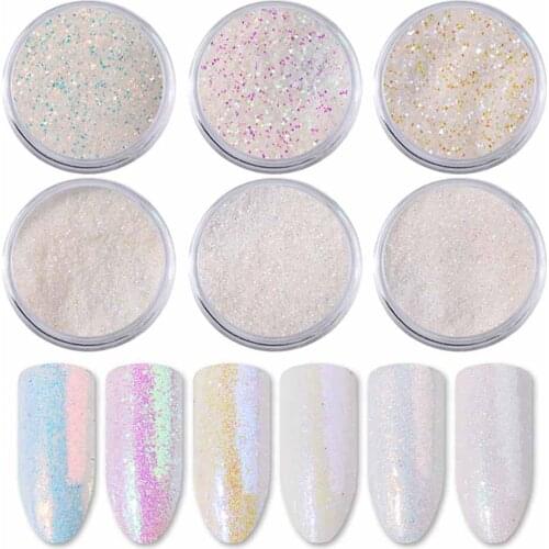 New Nail Powder Neon Mirror glitter Mirror Effect Rainbow Crystal Opal Nail Pigment Pearl Powder Decoration Manicure