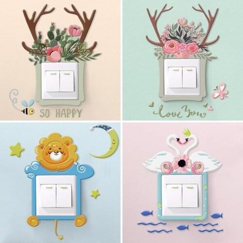 New Socket Decoration Light Switch Wall Switch Protective Cover 3D Stereo Home Creative Modern Simple Home Decoration Stickers