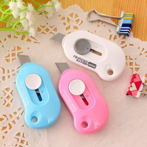 1PC Mini Portable Small Utility Knife Express Unpacker Letter Opener Office Paper Cutter Candy Color Utility Knife