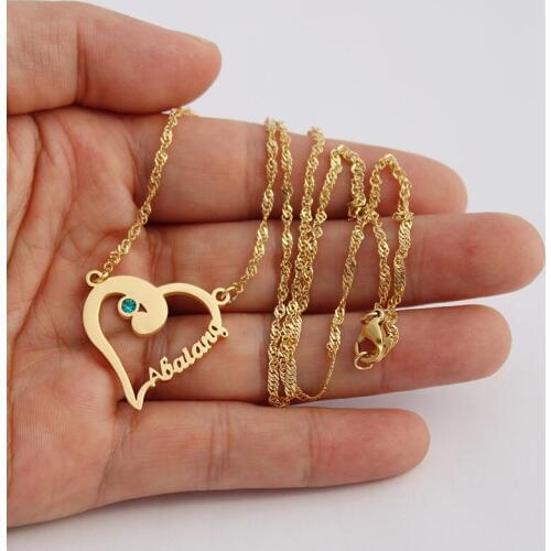 Stainless Steel Gold Nameplate Necklace Kiribati Abaiang Island Name Necklace Jewelry Gift