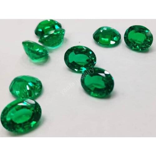 Sale 5A Oval Brilliant Cut Lab Grown Hydrothermal Columbian Emerald Stones With Minor Cracks Inclusions Loose Gems For Jewelry