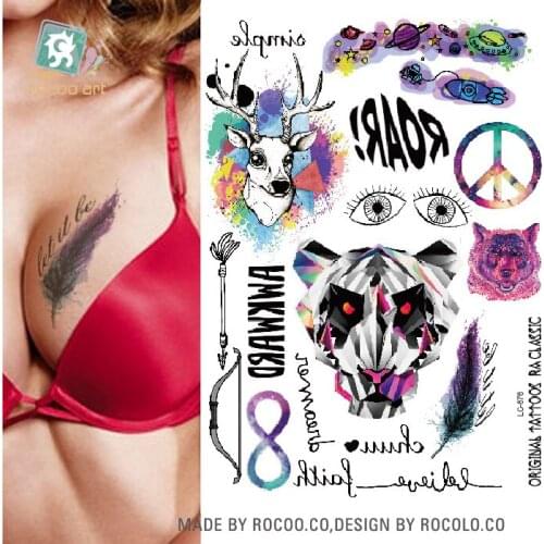 Rocooart LC876 Watercolor Tattoo Sticker Multi Style Temporary Tattoo Sticker For Women Fake Tattoo Body Art Tatouage Flash Taty