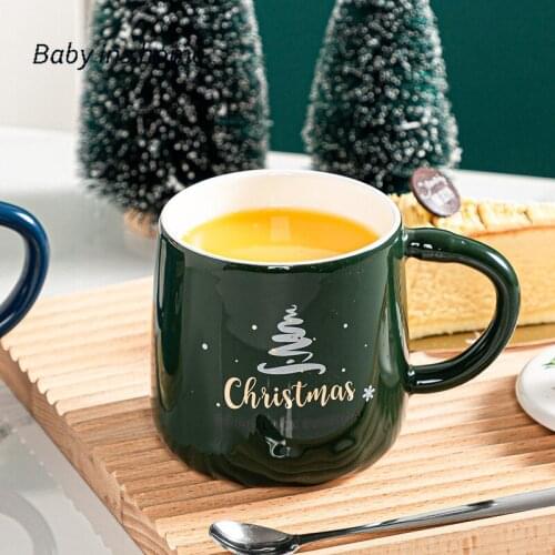 Christmas Gift Ins Christmas Santa Elk Ceramic Cup Mug Coffee Cup Water Cup Milk Cup Gift Cute Coffee Mugs and Cups Mug with Lid