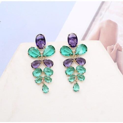 CINKILE New 3 Colors Cubic Zirconia Leaves Water Drop Earrings for Women Luxury Wedding Party Copper Braidle Large Earrings Gif