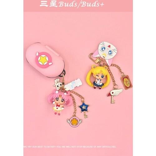 Cartoon Silicone Cover for Samsung Galaxy Buds 2019/ Buds+ Plus Case Bluetooth Earphone Protect Accessories Cute Keyring Decor